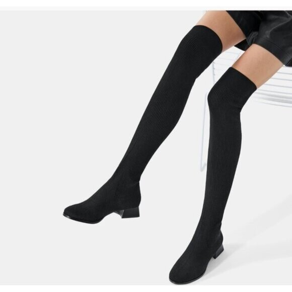 Vivaia Round-Toe Over-the-Knee Boots Black Size EU 42/US 10.5 - Picture 1 of 15